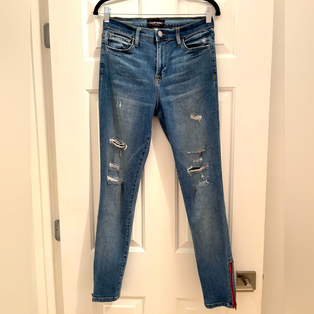 Etienne Marcel ankle zip distressed skinny jeans - 30